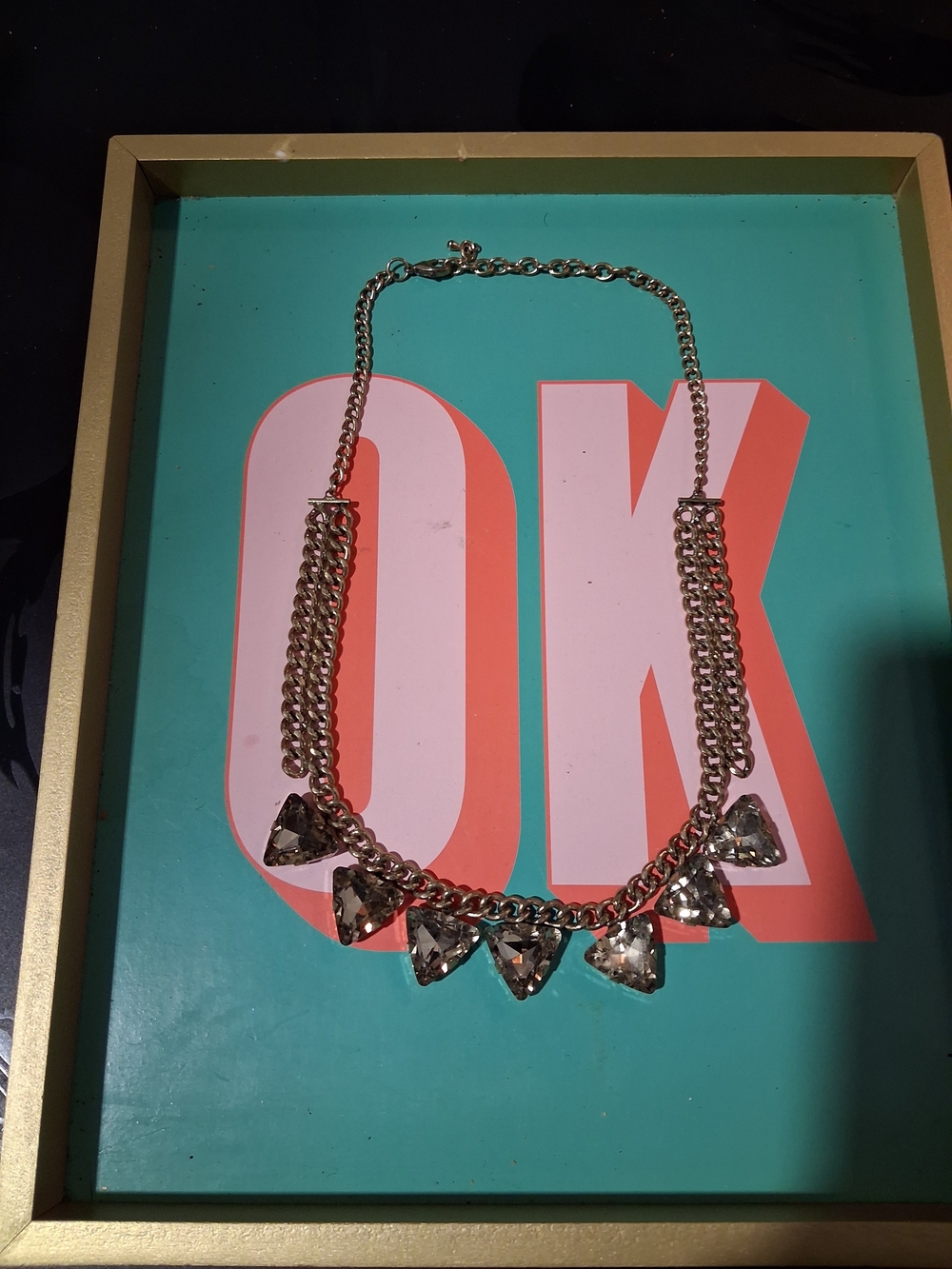 Gold-Tone Crystal Triangle Statement Necklace